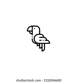 Parrot icon, flat design line art thin style, vector illustration. Festive carnivals in Brazil and Mardi Gras in Venice

