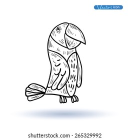 Parrot icon hand drawn vector illustration.