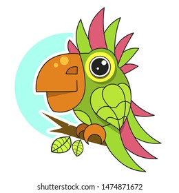 Parrot Icon Isolated On White Background. Design For Greeting Card, Decorative Textile