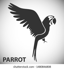 Parrot icon isolated on white background. Artistic stylized parrot icon. Silhouette birds. Creative art logo design.