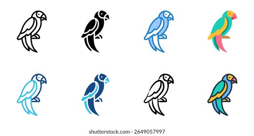 Parrot icon set multiple style collection 
