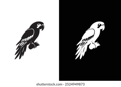 Parrot icon silhouette isolated on white black background. Parrot icon vector illustration