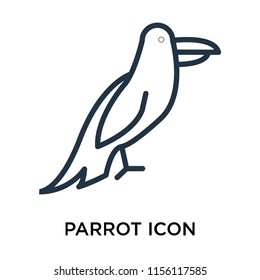 Parrot icon vector isolated on white background, Parrot transparent sign , thin pictogram or outline symbol design in linear style