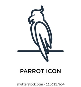 Parrot icon vector isolated on white background, Parrot transparent sign , thin pictogram or outline symbol design in linear style