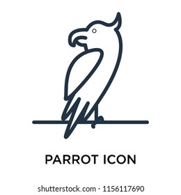 Parrot icon vector isolated on white background, Parrot transparent sign , thin pictogram or outline symbol design in linear style