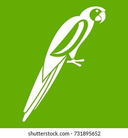 Parrot icon white isolated on green background. Vector illustration