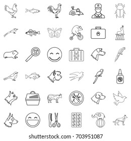 Parrot icons set. Outline style of 36 parrot vector icons for web isolated on white background