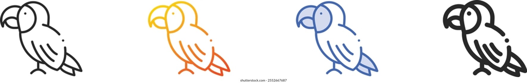 parrot icon.Thin Linear, Gradient, Blue Stroke and bold Style Design Isolated On White Background
