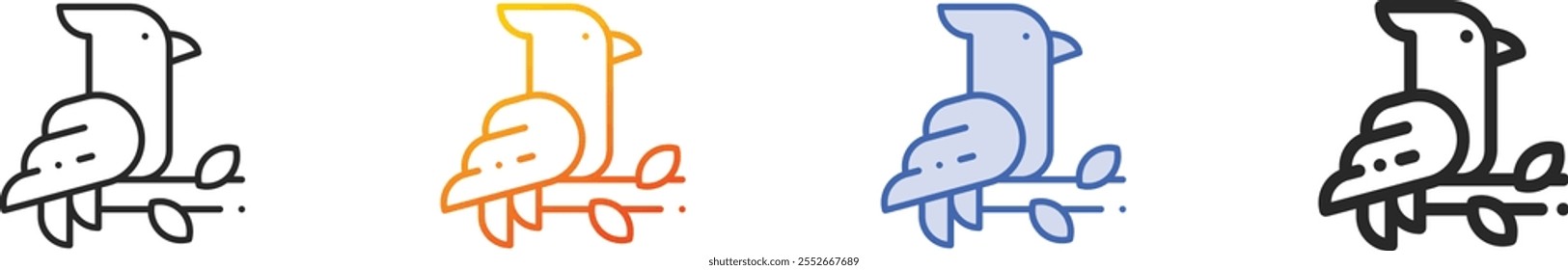 parrot icon.Thin Linear, Gradient, Blue Stroke and bold Style Design Isolated On White Background