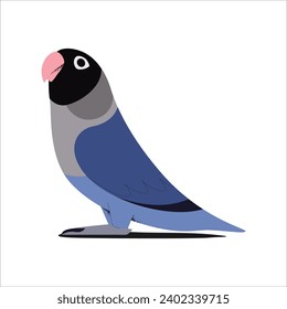 Parrot isolated on white background. Vector illustration in flat style.