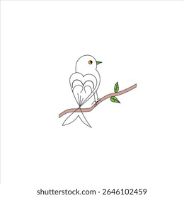 Parrot isolated on white background. Colorful and black and white parrot for coloring book. Coloring book for children. Vector stock
