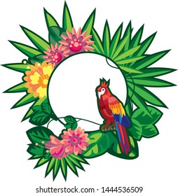Parrot in the jungle background vector