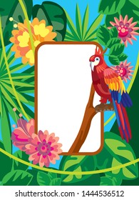 Parrot in the jungle background vector