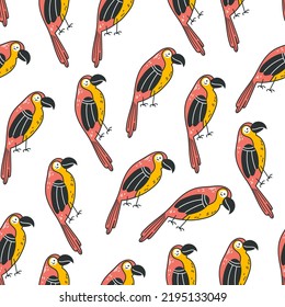 Parrot jungle birds abstract seamless pattern cover background design element illustration