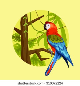 parrot in the jungle. vector illustration