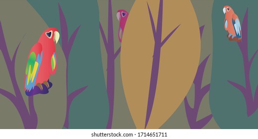 Parrot in jungle vector illustration artwork