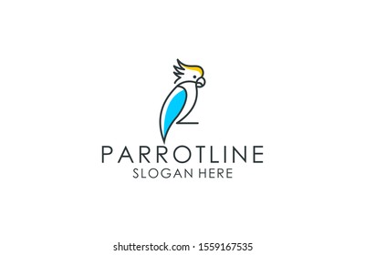 Parrot line art logo design 