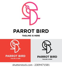 Parrot line art logo design	