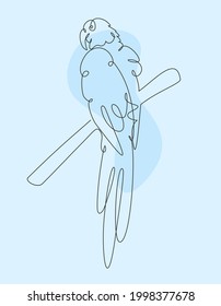 Parrot in line art style. Vector