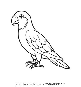 Un Vector de arte de línea de loro.