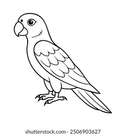 Un Vector de arte de línea de loro.