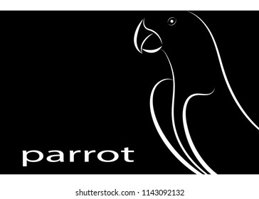 parrot line drawing on black background, design for decorative icon,  Vector illustration