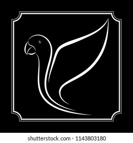 parrot line drawing on brown background, design for decorative icon and logo,  Vector illustration