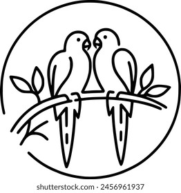 Parrot Line Drawing royalty-free images