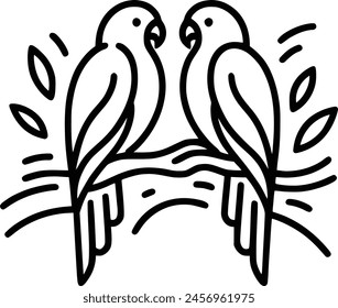 Parrot Line Drawing royalty-free images