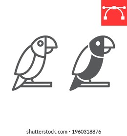 Parrot line and glyph icon, pet and bird, macaw vector icon, vector graphics, editable stroke outline sign, eps 10