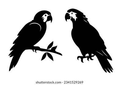 Parrot line icon. Macaw, bird, cage, cockatoo, pirate, beak, jungle, fly, wings, feathers. Black vector icons on a white background for Business