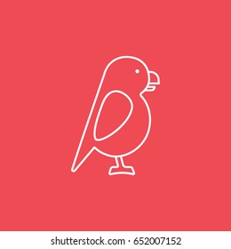 Parrot Line Icon On Red Background
