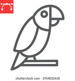 Parrot line icon, pet and bird, macaw vector icon, vector graphics, editable stroke outline sign, eps 10