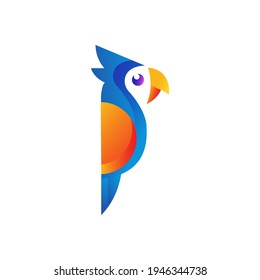 Parrot logo design with flashy colors. Vector logo of a parrot.