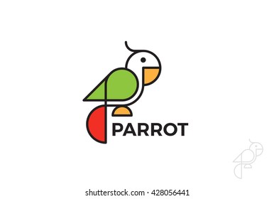 Parrot Logo design Geometric style vector template Linear style.