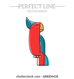 Parrot Logo design Geometric style vector template Linear style.