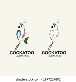 Parrot logo design template with line art style.