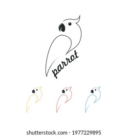 Parrot logo design template with line art style.