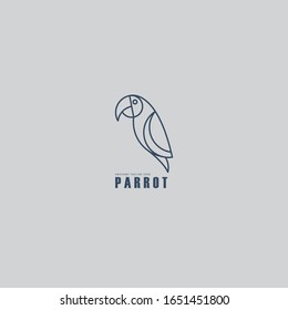Parrot logo design template. outline style, Tropic animal badge for veterinary clinic, pet food