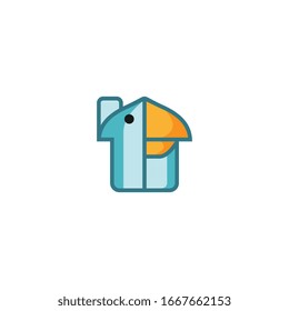 Diseño vectorial de una ilustración doméstica de forma loro más antigua.