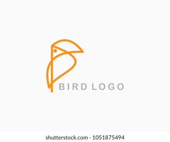 Parrot logo line art creative minimalist.