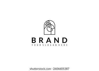 parrot logo in line art design style