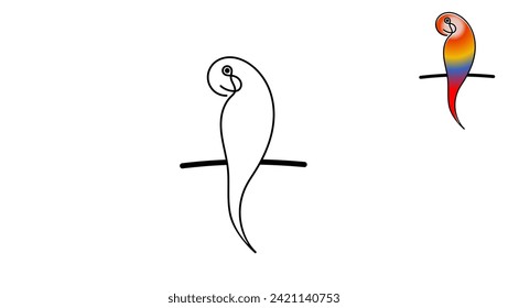 parrot logo, line parrot, black isolated silhouette