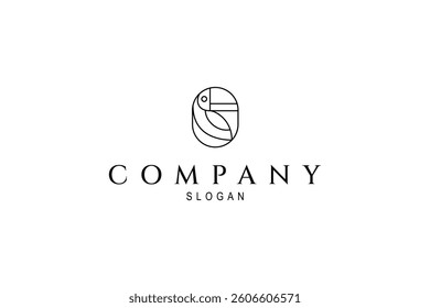 parrot logo in oval shape with line art design style