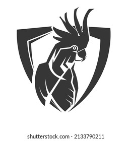 parrot logo silhouette, aimed at parrot lovers, for pet shops,