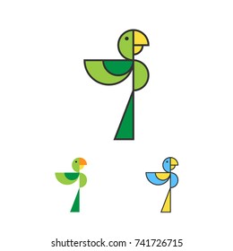 Parrot Logo Template. Macaw Logotype Set. Bird Emblem. Vector