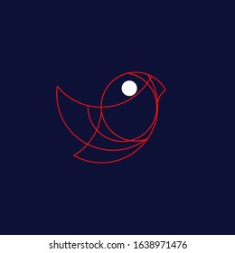Parrot Logo Vector Golden Ratio Design  Red Blue