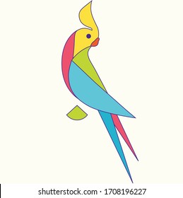 Parrot love bird. Logo. Cute pet. Modern flat bold line icon or logo template of parrot