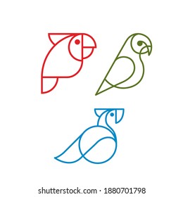Parrot love bird logo icon symbol design set