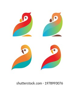 Parrot love bird logo icon symbol design set